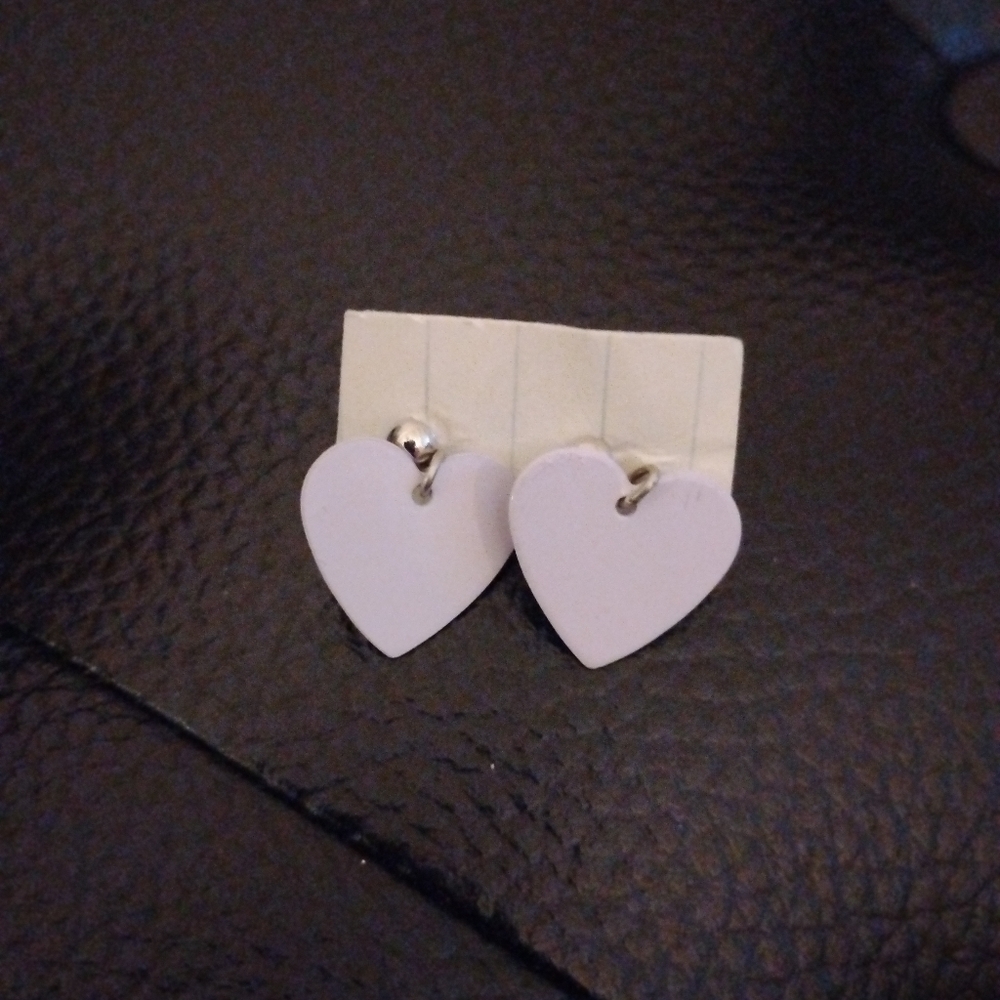 Earrings Studs Unnamed Silverton Light Pink Cream Heart Shaped Hangings Acrylic